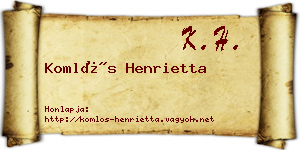 Komlós Henrietta névjegykártya